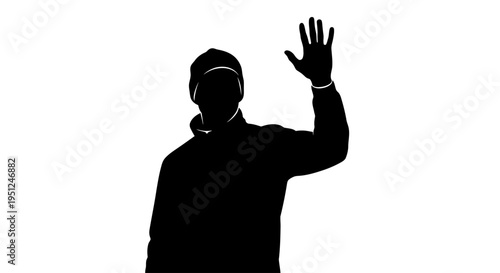 Man Waving Right Hand Silhouette.