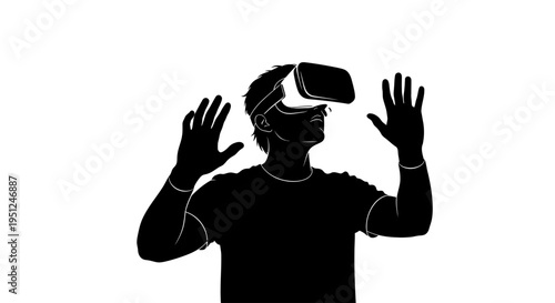 Man wearing virtual reality headset.