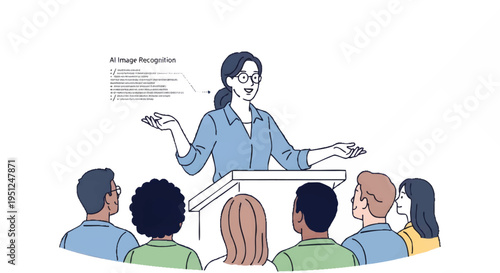 Businesswoman giving presentation to diverse audience