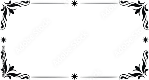 Vintage ornamental frame with decorative corners and stars for invitations certificates