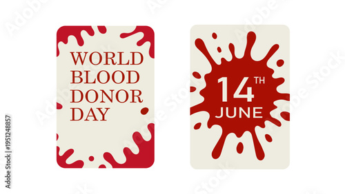 World Blood Donor Day social media post template with red blood splash and 14 June awareness design