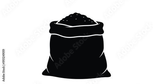 A simple black silhouette depicts a full sack or bag likely containing grain or another granular substance high quality