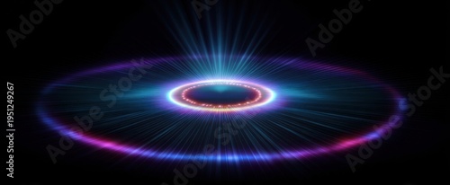 Wallpaper Mural Vivid neon glow flare effect with multicolor ring and dynamic radial energy waves. Torontodigital.ca