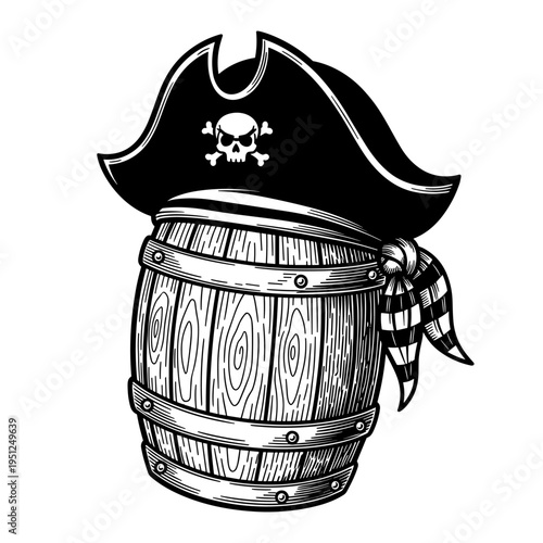 Barrel with Pirate Hat and Bandana Sketch