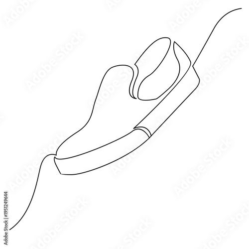 Continuous One Line Drawing of a Modern Slip-On Shoe on a White Background