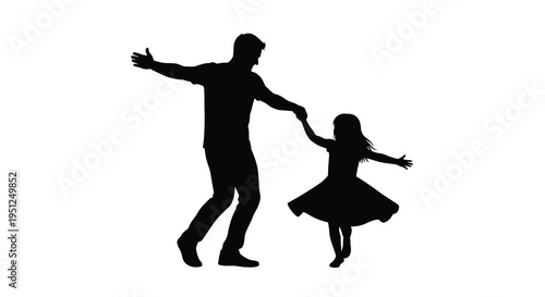 A silhouetted image depicts a father and daughter joyfully dancing together showcasing a tender and loving moment high quality