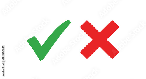 A simple graphic displays a vibrant green checkmark alongside a bold red x mark representing agreement and disagreement