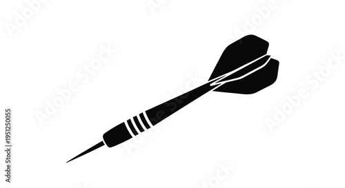 A stark black silhouette depicts a single dart showcasing its pointed tip shaft and fletching design high quality professional