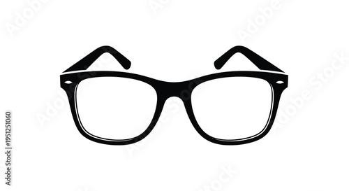 A silhouetted image features a pair of classic black framed glasses showcasing a simple and modern design high quality
