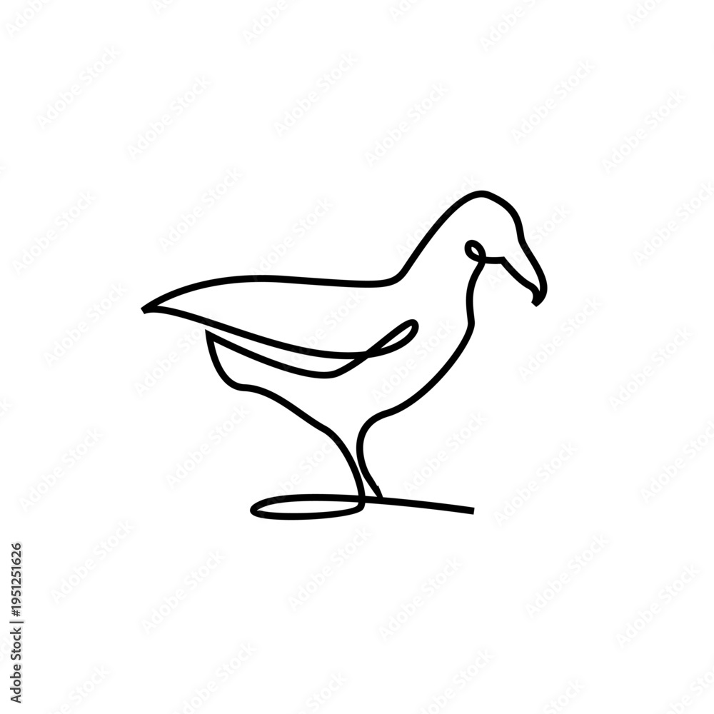 Fototapeta premium Continuous Line Art Drawing of a Fowl Bird, Minimalist Chicken or Hen Illustration