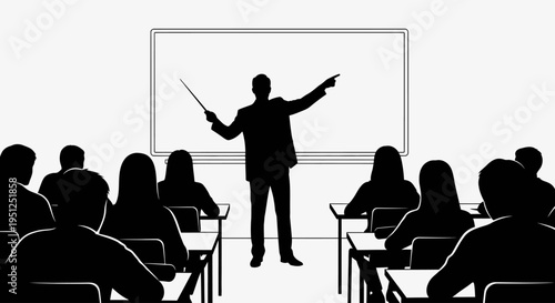 Teacher standing in front of students.