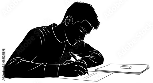 Man writing on a piece of paper.