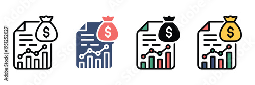 Revenue Stream icon set, multiple style designs