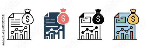 Revenue Stream icon set, multiple style designs