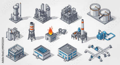 Isometric Industrial Buildings and Structures - A Detailed Collection.