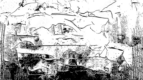 Black and white abstract grunge texture with dark shadows