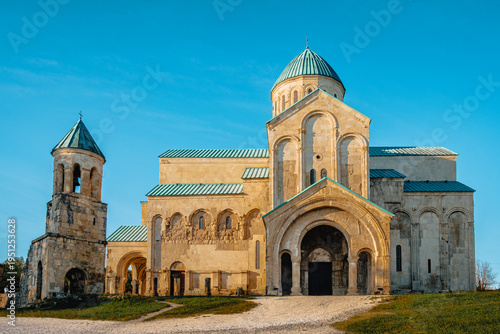 View on the Bagrati Cathedral with the end of the afternoon light, in Kutaisi, Georgia