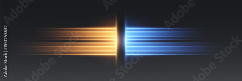 Neon light lines with glowing effect and split center energy