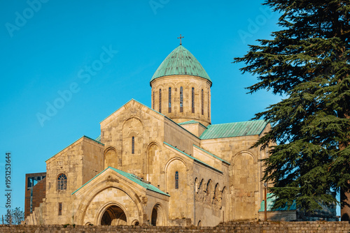 View on the Bagrati Cathedral with the end of the afternoon light, in Kutaisi, Georgia