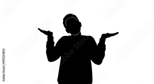 Silhouette of person shrugging shoulders.