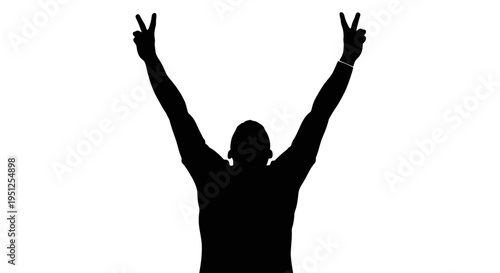Person Silhouette with Raised Arms Up.