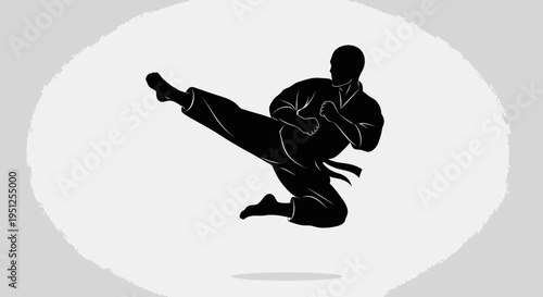 Martial Arts Fighter in Action Pose.