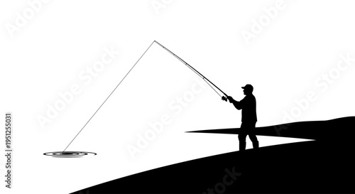 Man fishing with a long rod.