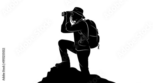 Man taking photo on mountain peak.