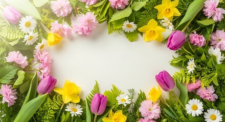 Floral arrangement with various flowers and copy space for design or text