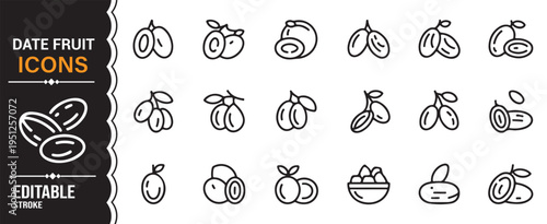 Minimal fruit icons pack for nutrition, healthy snacks and organic lifestyle concepts