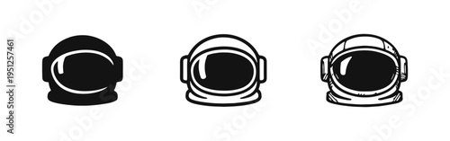 Astronaut Helmet Icon Set (Modern Design) - Space Travel, Exploration & Sci-Fi Headpiece Symbols