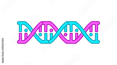 Abstract genetic code helix in striking blue and pink