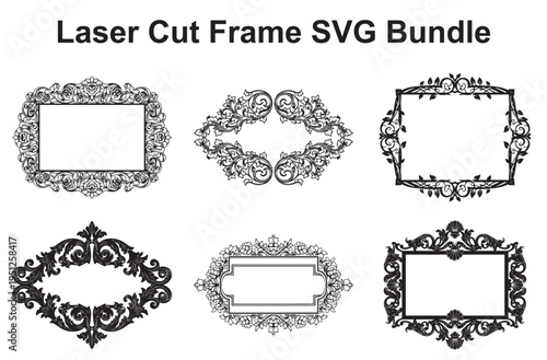Elegant laser cut frame designs for decorative and craft projects in svg format