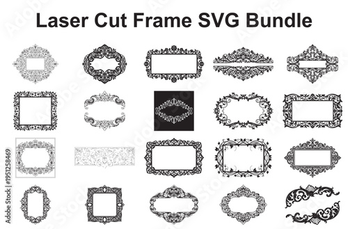Elegant collection of laser cut frame designs in svg format for customization