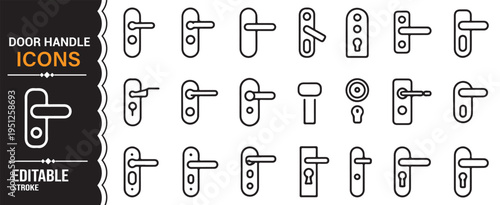 Entry and door hardware symbols set for building design and access systems
