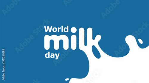 Dynamic white milk splash illustration on vibrant blue background for World Milk Day