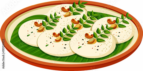 A colorful plate of idli a traditional south indian steamed rice cake