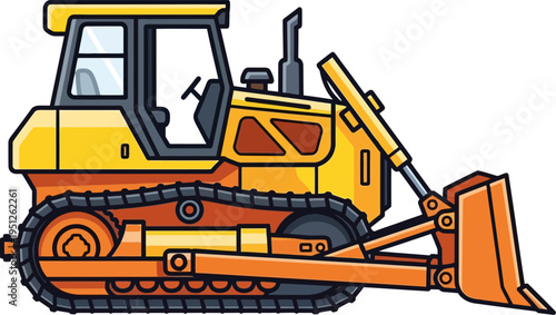 Crawler bulldozer pushing earth on construction site