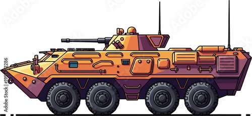 Eight-wheeled armored vehicle with rotating turret