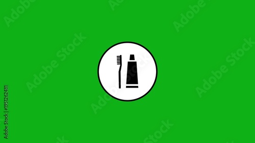 Toothbrush and toothpaste icon animation clean hygiene concept motion graphic