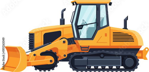 Heavy duty bulldozer pushing soil for site leveling