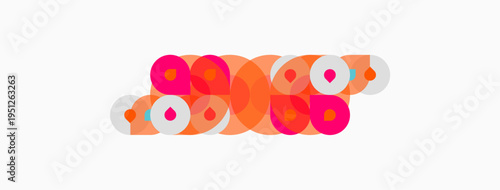 Abstract colorful circles overlap creating playful composition. Soft hues blend, forming dynamic visual pattern.