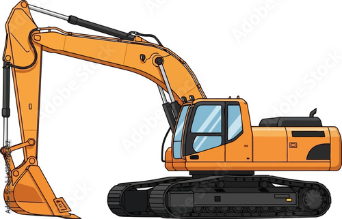 Hydraulic crawler excavator digging soil