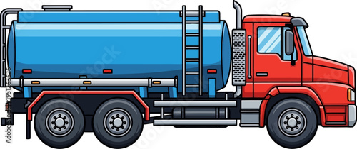 Large water tanker truck delivering liquid supplies