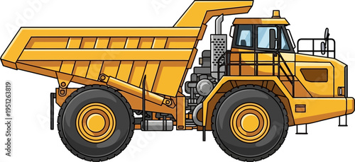 Massive yellow haul truck used in open pit mining operations