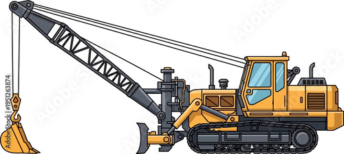 Mining dragline excavator operating in quarry