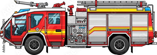 Modern fire engine responding to an emergency call