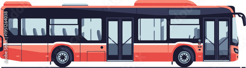Modern red city transit bus for urban commuting