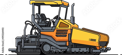 Road construction asphalt paver laying new pavement