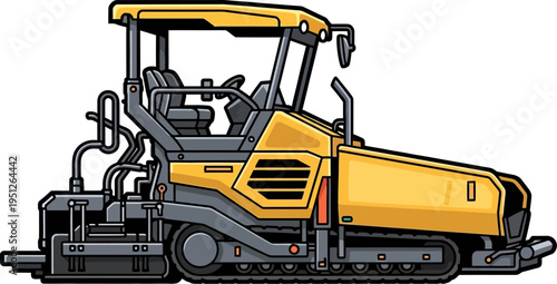 Road asphalt paver machine laying new pavement surface